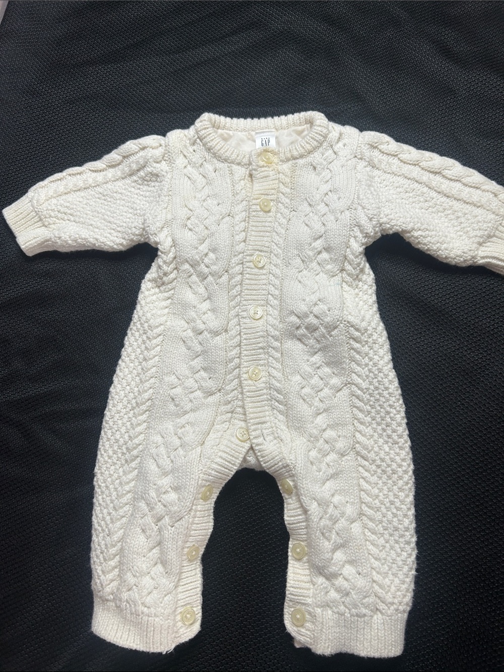 GAP Cream Cable Knit Baby One-Piece